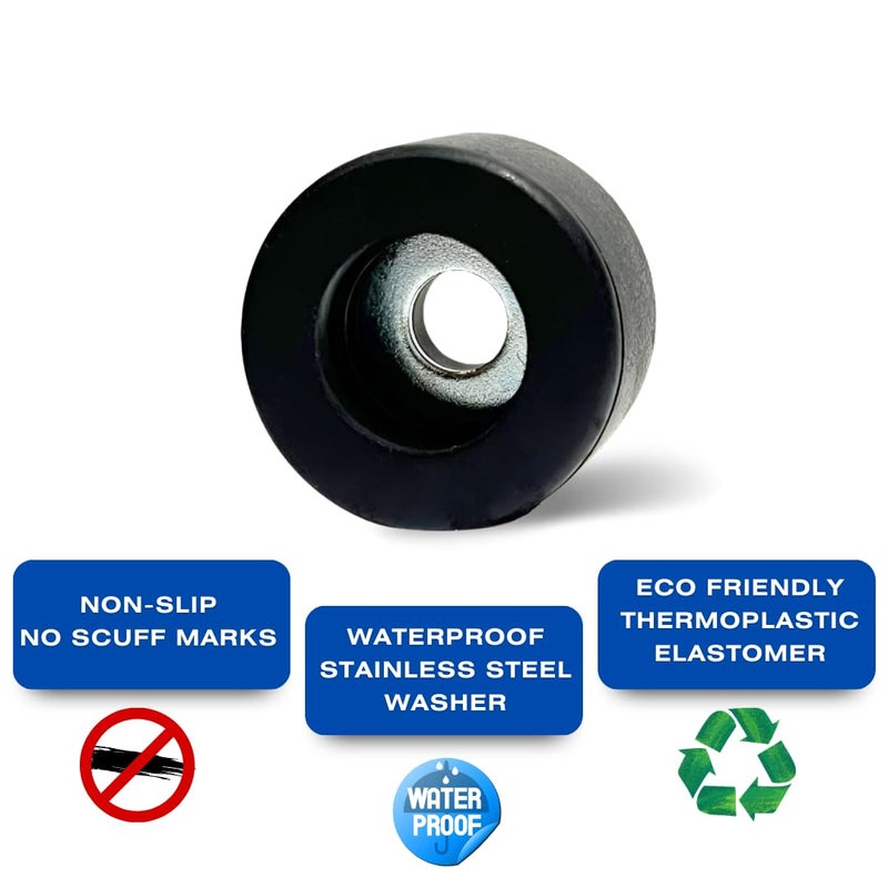 CDM Supply 4 Pack Bumper Feet with Stainless Steel Washers, 1 Inch, Waterproof Isolation/Anti-Vibration Bumper Feet for License Plates, Air Compressors, Pressure Washers, Speakers, and Other Machinery - Image 3
